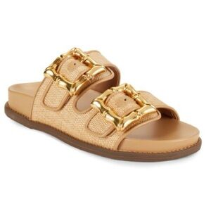 Schutz Enola Strappy Flat Sandals – Areia Light Gold